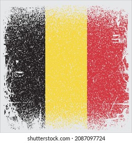 Estilo de grunge de bandera belga sobre fondo gris, ilustración vectorial