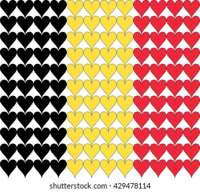 The Belgian flag in hearts. Vector.
