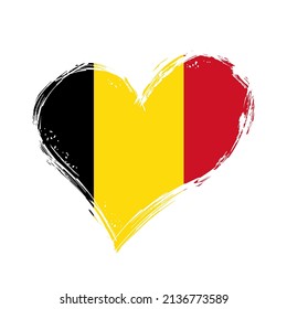 Belgian flag heart-shaped grunge background. Vector illustration.