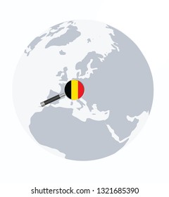 Belgian flag in magnifying glass. vector illustration