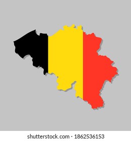 Belgian flag on the map. High detailed Belgium map with flag inside. European country borders vector illustration on light gray background