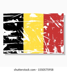 Belgian flag with scratches, vector flag of Belgium.