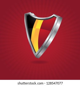 Belgian Flag Shield EPS 8 vector, grouped for easy editing. No open shapes or paths.