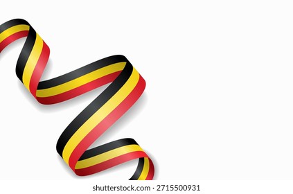 Belgian flag stylized wavy ribbon, symbolizing national pride, celebration, or cultural identity. Vector illustration.