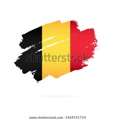 Belgian flag. Vector illustration on a white background. Brush strokes are drawn by hand. Independence Day in Belgium.