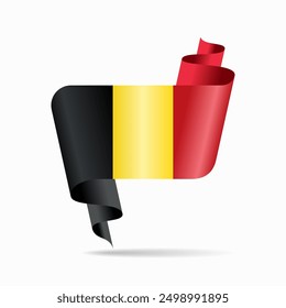 Fondo ondulado de la cinta de la bandera belga. Ilustración vectorial.