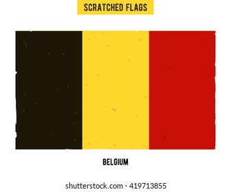 Belgian grunge flag with little scratches on surface. A hand drawn scratched flag of  Belgium with a easy grunge texture. Vector modern flat design.