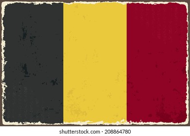 Belgian grunge flag. Vector illustration. Grunge effect can be cleaned easily.