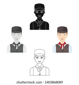 Belgian guy in a cap and waistcoat.The dark Belgian wolf. Belgium single icon in cartoon,black style vector symbol stock illustration.