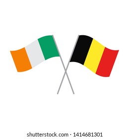 Belgian and Irish flags vector isolated on white background