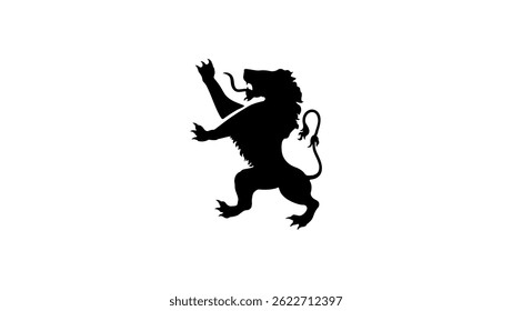 Belgian Lion symbol, black isolated silhouette