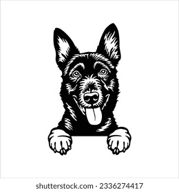 Belgian Malinois Peeking Dog Vector, Peeking Dog Cut File, Cricut Laser