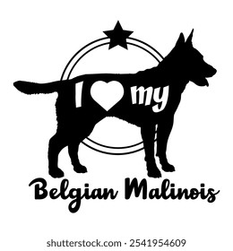 Belgian Malinois.dog silhouette, ich liebe meinen Hund, Hund, Hunderassen, Logo, Vektor, Silhouette, Tier, Illustration, Symbol, Zeichen, schwarz, Haustier,