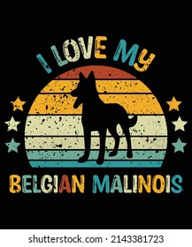 Belgian Malinois silhouette vintage and retro t-shirt design svg