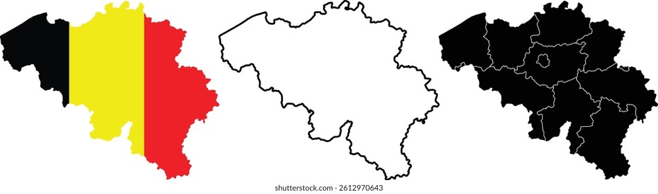 Belgian map flag country. Belgium map country vector stock