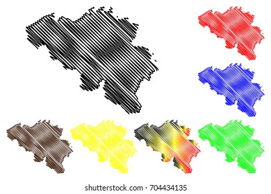 Belgian map vector illustration, scribble sketch Belgian