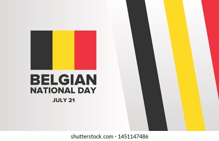 Belgian National Day. Belgium Independence day. Annual holiday in Belgium, celebrated in Jule 21. Patriotic design. Poster, greeting card, banner and background. Vector illustration