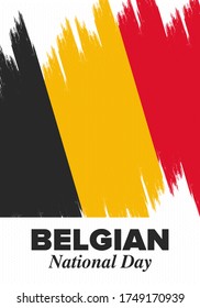 Belgian National Day. Belgium Independence day. Annual holiday in Belgium, celebrated in Jule 21. Patriotic design. Poster, greeting card, banner and background. Vector illustration