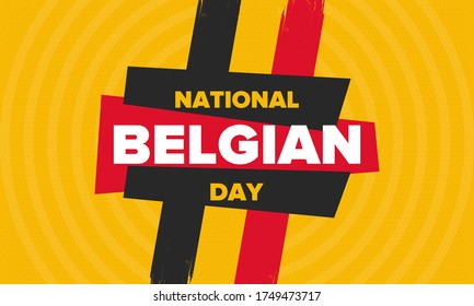 Belgian National Day. Belgium Independence day. Annual holiday in Belgium, celebrated in Jule 21. Patriotic design. Poster, greeting card, banner and background. Vector illustration