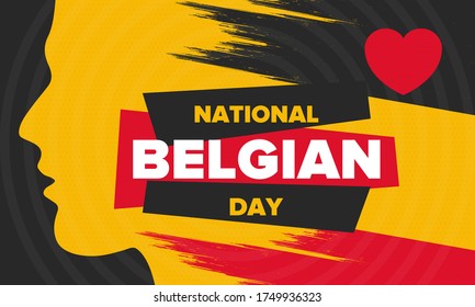 Belgian National Day. Belgium Independence day. Annual holiday in Belgium, celebrated in Jule 21. Patriotic design. Poster, greeting card, banner and background. Vector illustration