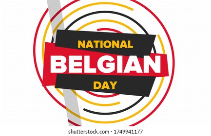 Belgian National Day. Belgium Independence day. Annual holiday in Belgium, celebrated in Jule 21. Patriotic design. Poster, greeting card, banner and background. Vector illustration