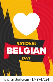 Belgian National Day. Belgium Independence day. Annual holiday in Belgium, celebrated in Jule 21. Patriotic design. Poster, greeting card, banner and background. Vector illustration