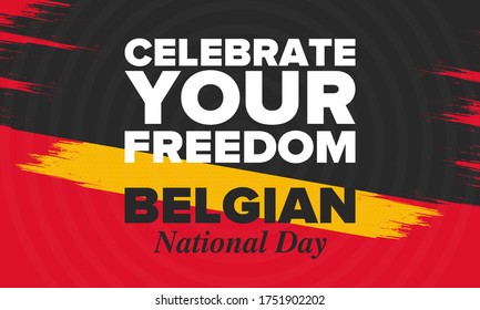 Belgian National Day. Belgium Independence day. Annual holiday in Belgium, celebrated in Jule 21. Patriotic design. Poster, greeting card, banner and background. Vector illustration