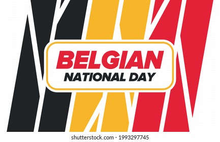 Belgian National Day. Belgium Independence day. Annual holiday in Belgium, celebrated in Jule 21. Patriotic design. Poster, greeting card, banner and background. Vector illustration
