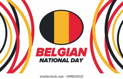 Belgian National Day. Belgium Independence day. Annual holiday in Belgium, celebrated in Jule 21. Patriotic design. Poster, greeting card, banner and background. Vector illustration