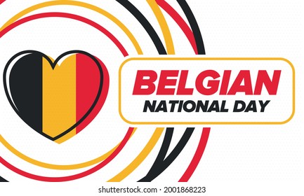Belgian National Day. Belgium Independence day. Annual holiday in Belgium, celebrated in Jule 21. Patriotic design. Poster, greeting card, banner and background. Vector illustration