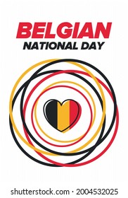 Belgian National Day. Belgium Independence day. Annual holiday in Belgium, celebrated in Jule 21. Patriotic design. Poster, greeting card, banner and background. Vector illustration