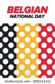 Belgian National Day. Belgium Independence day. Annual holiday in Belgium, celebrated in Jule 21. Patriotic design. Poster, greeting card, banner and background. Vector illustration