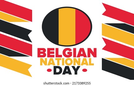 Belgian National Day. Belgium Independence day. Annual holiday in Belgium, celebrated in Jule 21. Patriotic design. Poster, greeting card, banner and background. Vector illustration