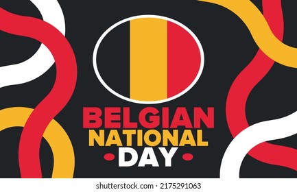Belgian National Day. Belgium Independence day. Annual holiday in Belgium, celebrated in Jule 21. Patriotic design. Poster, greeting card, banner and background. Vector illustration