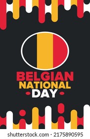 Belgian National Day. Belgium Independence day. Annual holiday in Belgium, celebrated in Jule 21. Patriotic design. Poster, greeting card, banner and background. Vector illustration