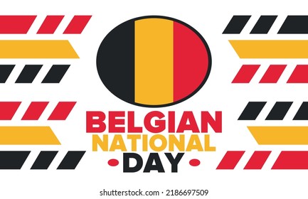 Belgian National Day. Belgium Independence day. Annual holiday in Belgium, celebrated in Jule 21. Patriotic design. Poster, greeting card, banner and background. Vector illustration