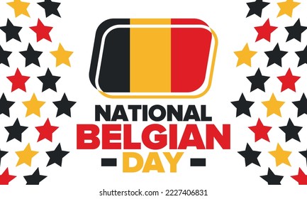 Belgian National Day. Belgium Independence day. Annual holiday in Belgium, celebrated in Jule 21. Patriotic design. Poster, greeting card, banner and background. Vector illustration