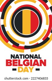 Belgian National Day. Belgium Independence day. Annual holiday in Belgium, celebrated in Jule 21. Patriotic design. Poster, greeting card, banner and background. Vector illustration