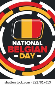 Belgian National Day. Belgium Independence day. Annual holiday in Belgium, celebrated in Jule 21. Patriotic design. Poster, greeting card, banner and background. Vector illustration