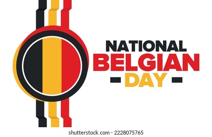 Belgian National Day. Belgium Independence day. Annual holiday in Belgium, celebrated in Jule 21. Patriotic design. Poster, greeting card, banner and background. Vector illustration