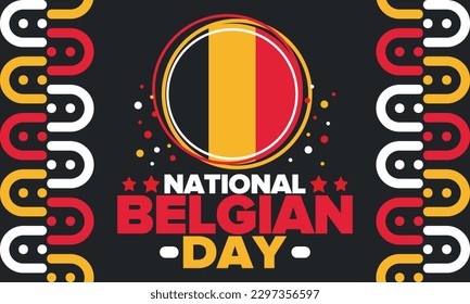 Belgian National Day. Belgium Independence day. Annual holiday in Belgium, celebrated in Jule 21. Patriotic design. Poster, greeting card, banner and background. Vector illustration