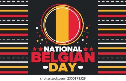 Belgian National Day. Belgium Independence day. Annual holiday in Belgium, celebrated in Jule 21. Patriotic design. Poster, greeting card, banner and background. Vector illustration