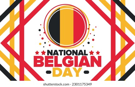 Belgischer Nationalfeiertag. Belgien Unabhängigkeitstag. Feiertag in Belgien am 21. Juli. Patriotisches Design. Poster, Grußkarte, Banner und Hintergrund. Vektorgrafik