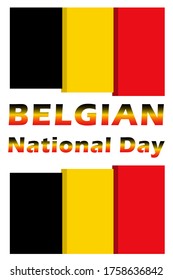Belgian National Day is celebrated annually on July 21 with a vector poster in traditional red-yellow-black colors. All elements are isolated.