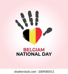 Belgian National Day. hand love with Belgium national flag