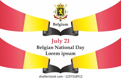 Belgian National Day, July 21, Flag of Belgium, Kingdom of Belgium. Template for award design, an official document with the flag of Belgium. Bright, colorful vector illustration