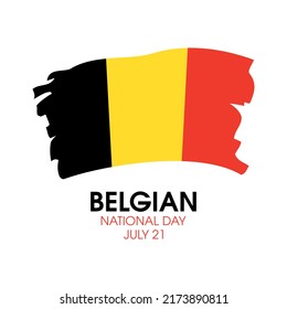 Belgian National Day vector. Abstract paint brush flag of Belgium icon vector isolated on a white background. Waving Belgian Flag grunge design element. July 21. Important day