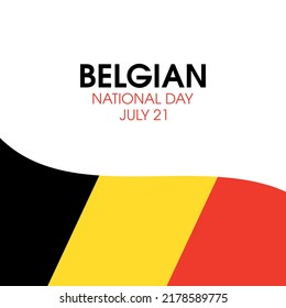 Belgian National Day vector. Abstract waving flag of Belgium icon vector isolated on a white background. Belgian Flag design element. July 21. Important day