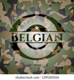 Belgian on camouflage texture. Vector Illustration. Detailed.