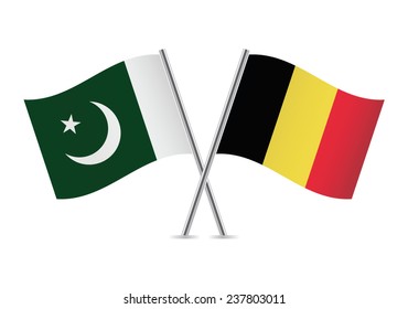 Belgian and Pakistan flags. Vector illustration. 